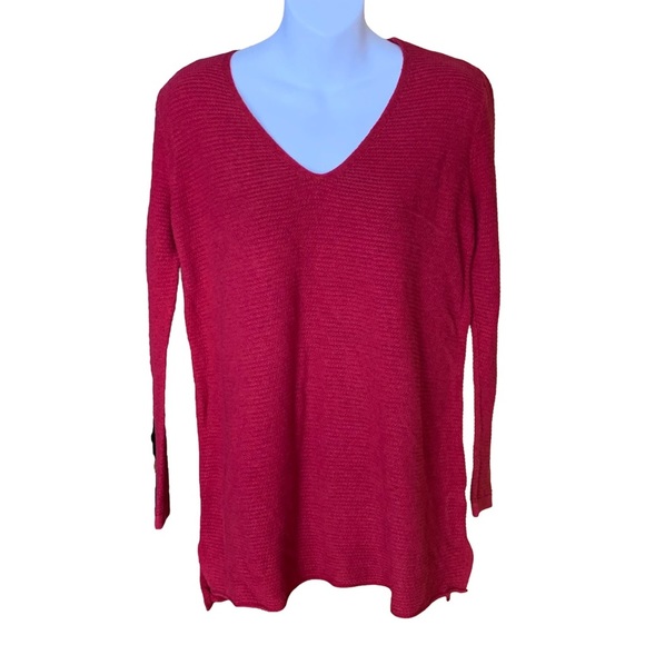 Old NAVY RED TIGHT KNIT VNECK SWEATER SIZE MEDIUM - Picture 2 of 8